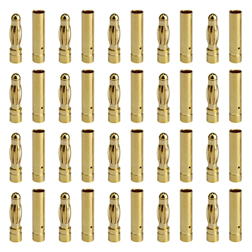 20 Pairs 4mm Gold Bullet Connectors Banana Plugs 20 Male + 20 Female RC 20x