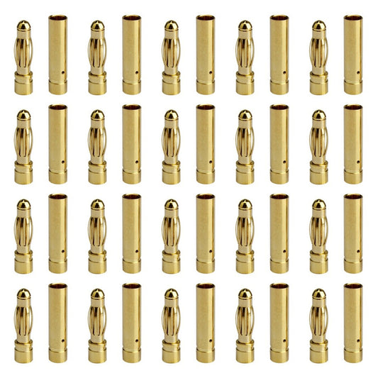 20 Pairs 4mm Gold Bullet Connectors Banana Plugs 20 Male + 20 Female RC 20x