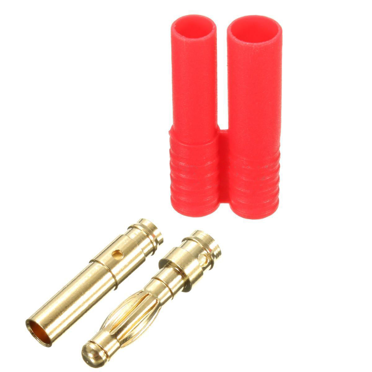 10x Sets HXT 4mm Gold Bullet Connectors Banana Plugs Red Housing RC Car Plane